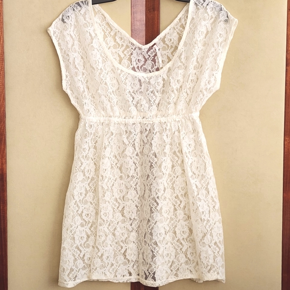 Free People Lace Top Coverup Ivory M